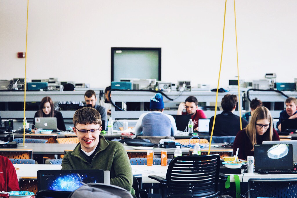 Students working at computers