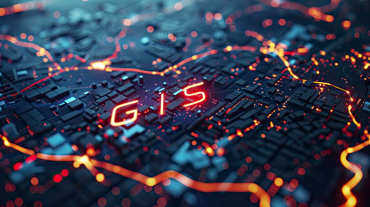 GIS, Geographic information system technology style with text