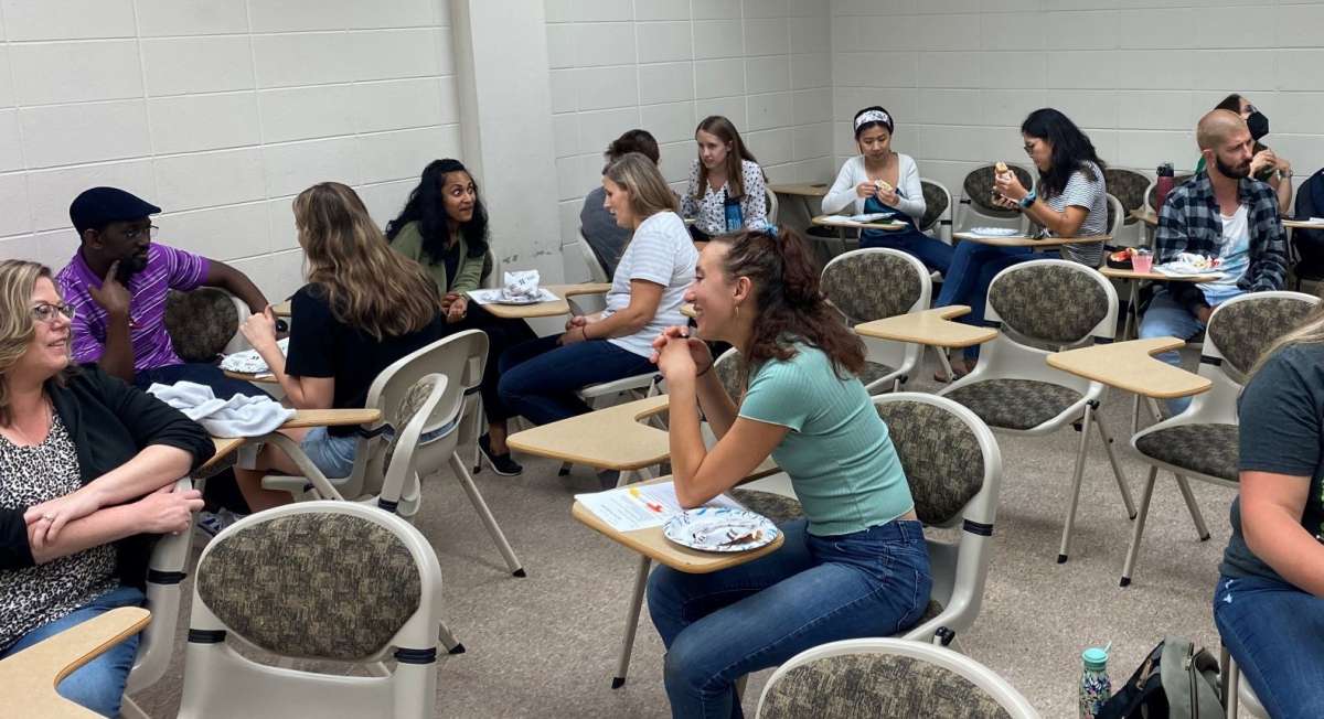 students talking
