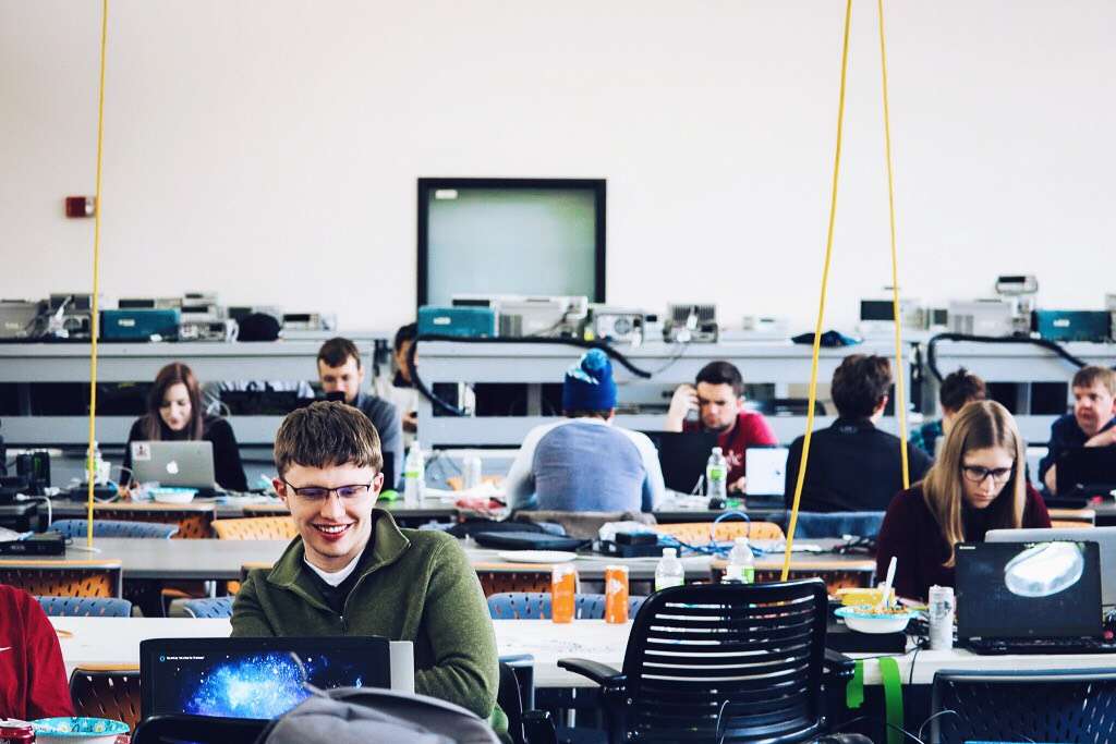 Students working at computers