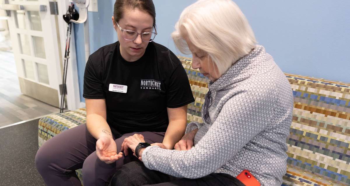 woman checking pulse